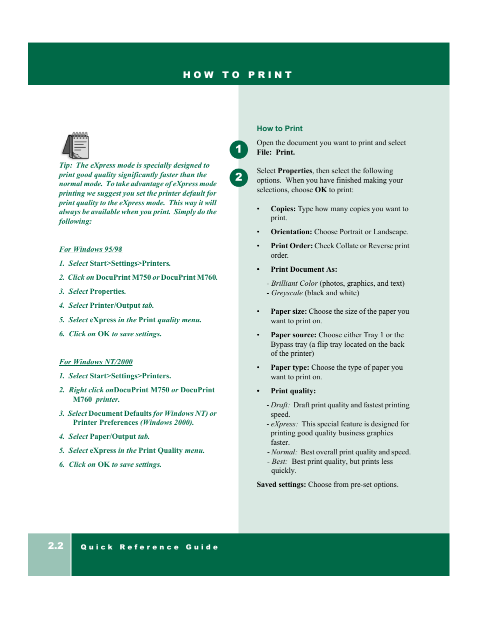 Xerox DocuPrint M750 User Manual | Page 12 / 44