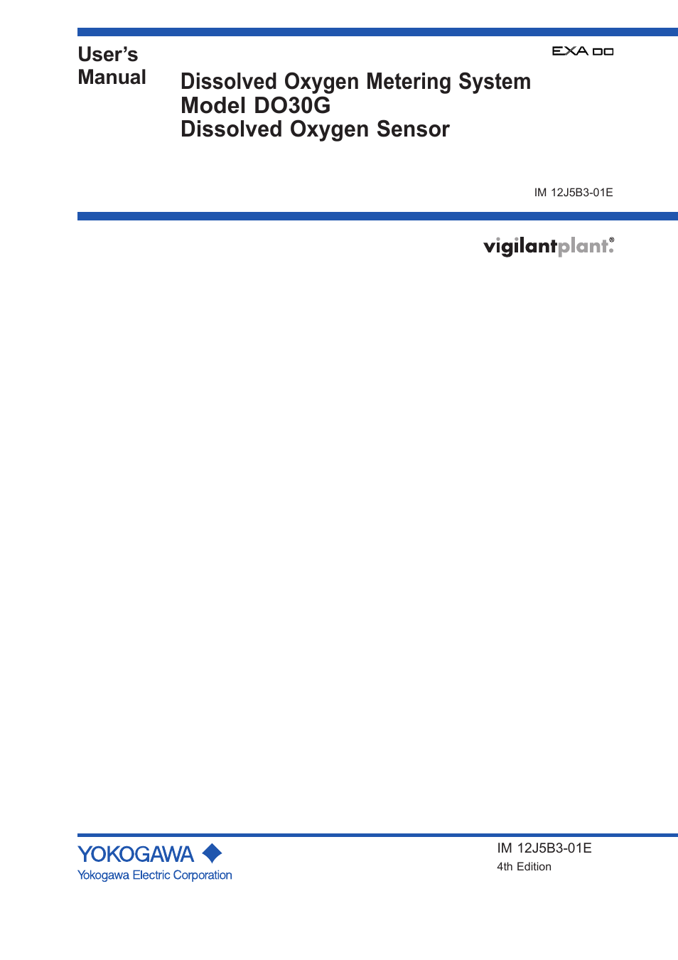 Yokogawa DO30G Dissolved Oxygen Sensor User Manual | 29 pages