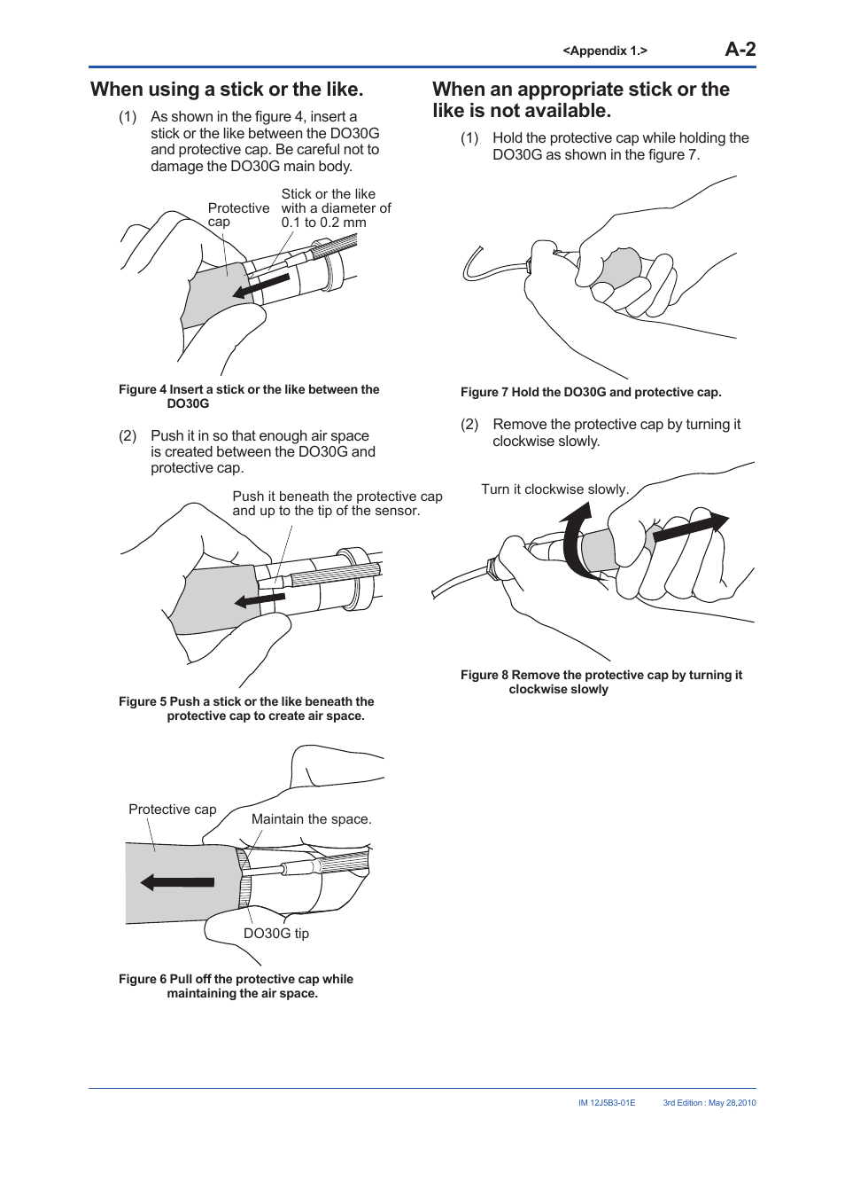 When using a stick or the like | Yokogawa DO30G Dissolved Oxygen Sensor User Manual | Page 25 / 29