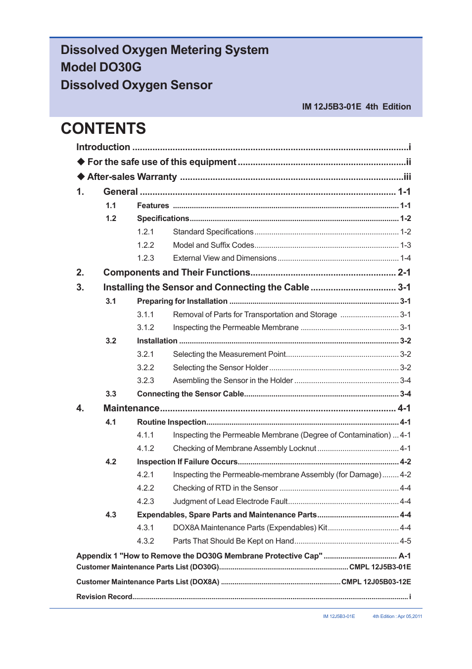 Yokogawa DO30G Dissolved Oxygen Sensor User Manual | Page 6 / 29