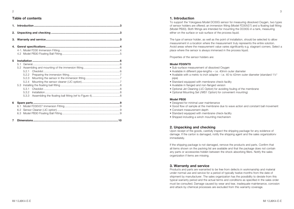 Yokogawa FD30 Immersion Adapter User Manual | Page 2 / 7