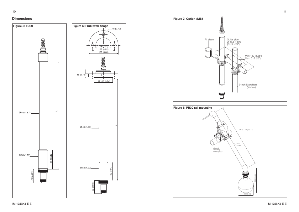 Dimensions | Yokogawa FD30 Immersion Adapter User Manual | Page 6 / 7