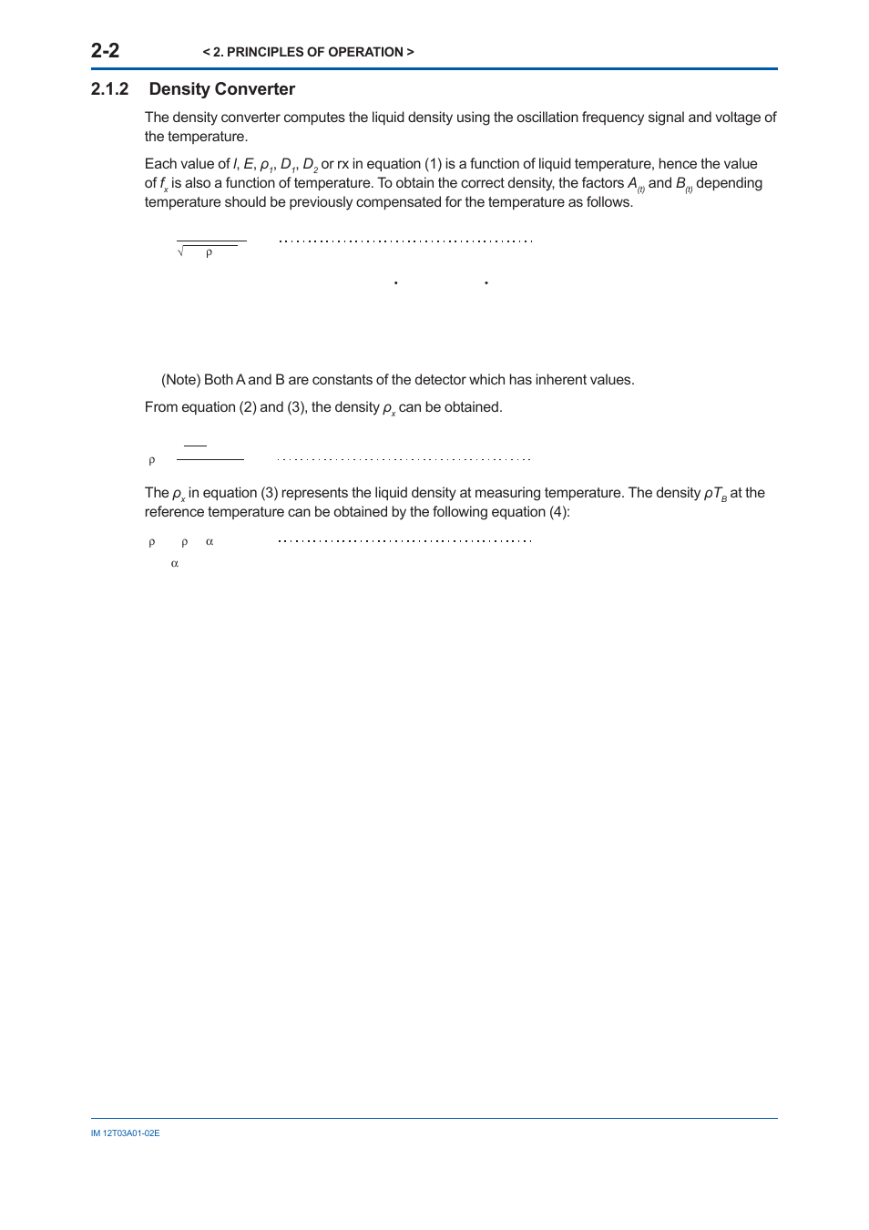 2 density converter, 2 density, Converter | And b, Can be obtained, The ρ | Yokogawa DM8C/VD6 Liquid Density Analyzer User Manual | Page 24 / 64