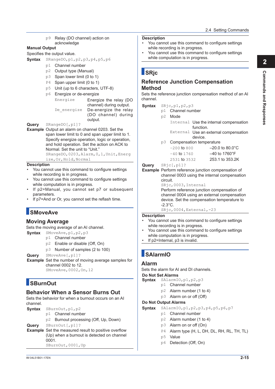 Behavior when a sensor burns out, 12 app, Smoveave moving average | Sburnout behavior when a sensor burns out, Srjc reference junction compensation method, Salarmio alarm | Yokogawa Touch Screen GP20 User Manual | Page 29 / 110