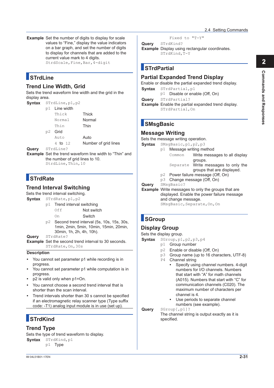 12 app, Strdline trend line width, grid, Strdrate trend interval switching | Strdkind trend type, Strdpartial partial expanded trend display, Smsgbasic message writing, Sgroup display group | Yokogawa Touch Screen GP20 User Manual | Page 45 / 110