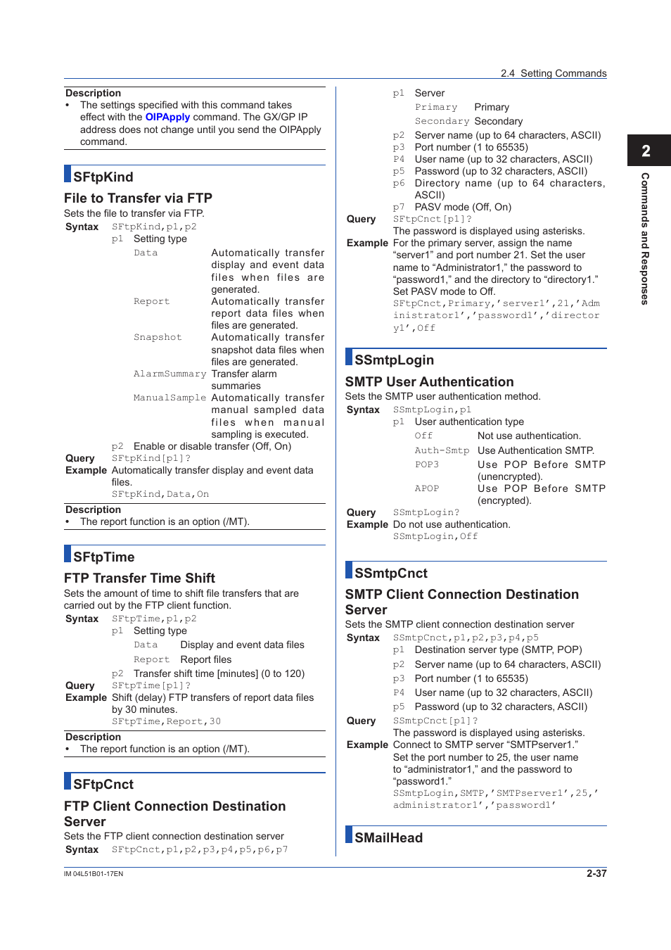 12 app, Sftpkind file to transfer via ftp, Sftptime ftp transfer time shift | Sftpcnct ftp client connection destination server, Ssmtplogin smtp user authentication, Smailhead | Yokogawa Touch Screen GP20 User Manual | Page 51 / 110