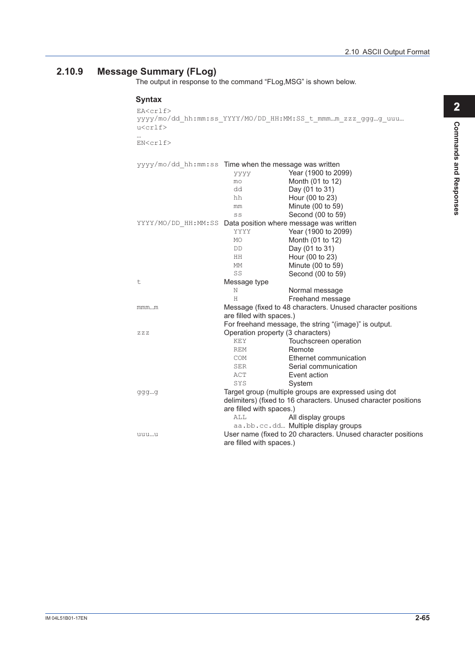 9 message summary (flog), 9 message summary (flog) -65, 12 app | Yokogawa Touch Screen GP20 User Manual | Page 79 / 110