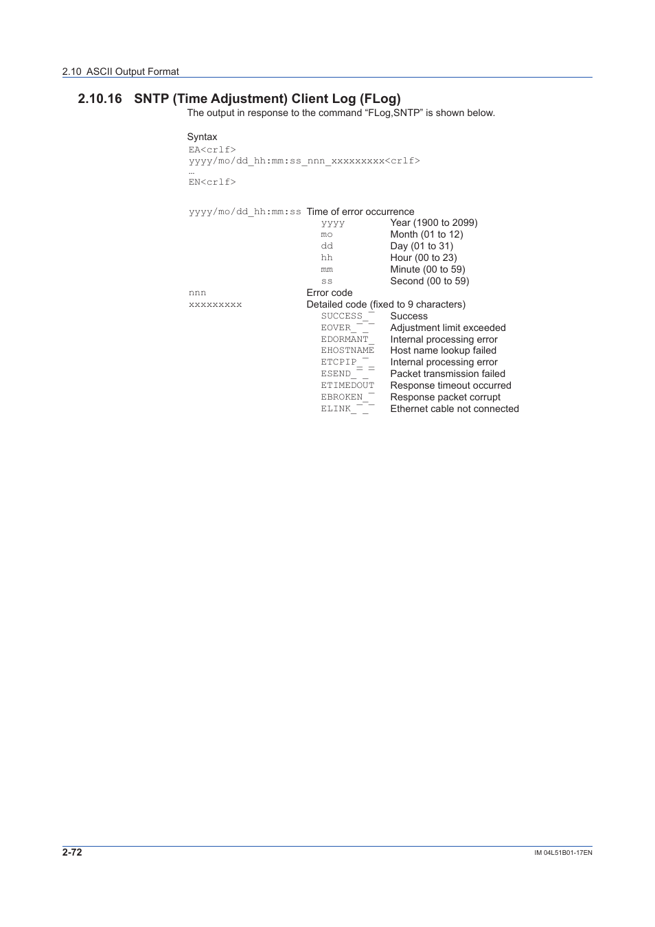 16 sntp (time adjustment) client log (flog), 16 sntp (time adjustment) client log (flog) -72 | Yokogawa Touch Screen GP20 User Manual | Page 86 / 110