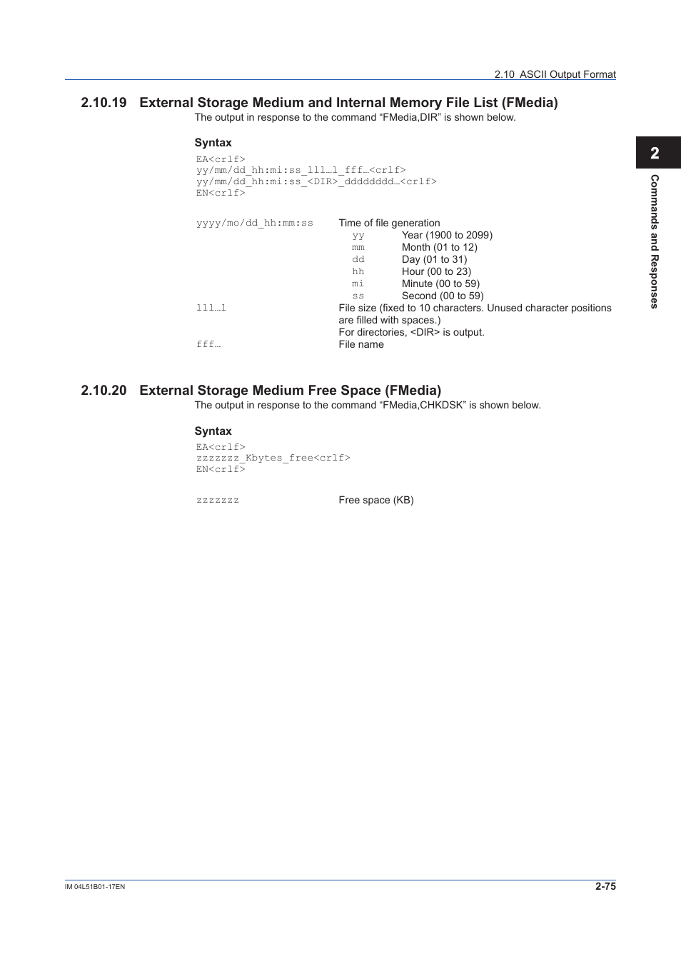 20 external storage medium free space (fmedia), 20 external storage medium free space (fmedia) -75, Ascii output format, see | 12 app | Yokogawa Touch Screen GP20 User Manual | Page 89 / 110