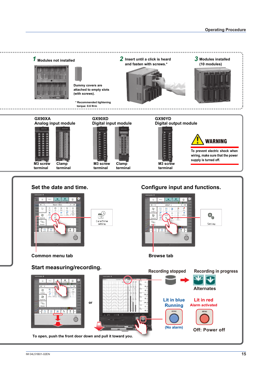 Operating procedure | Yokogawa Touch Screen GP20 User Manual | Page 17 / 44