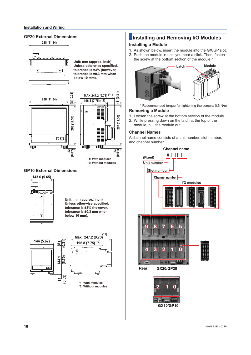 Installing and removing i/o modules | Yokogawa Touch Screen GP20 User Manual | Page 20 / 44