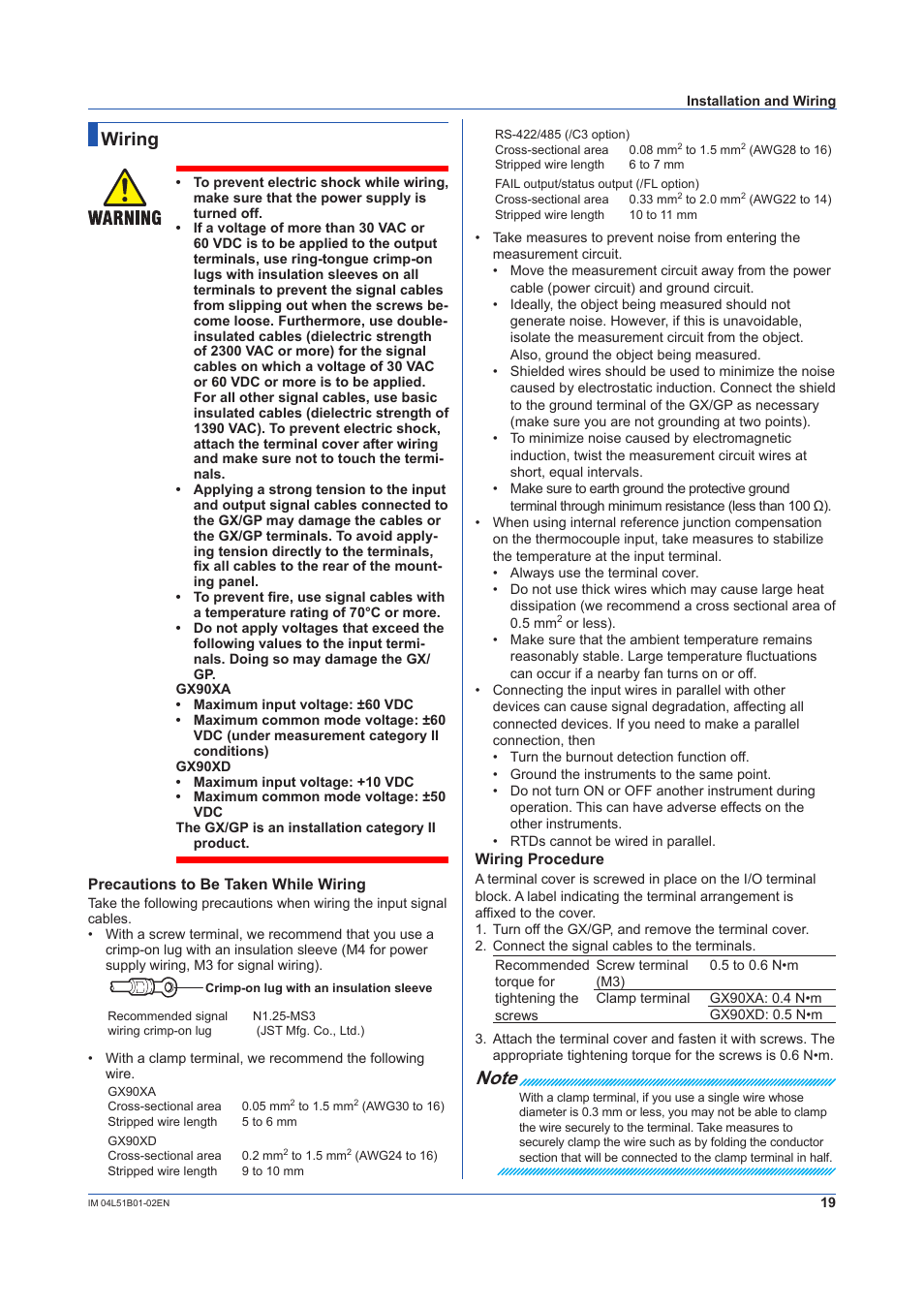 Wiring | Yokogawa Touch Screen GP20 User Manual | Page 21 / 44