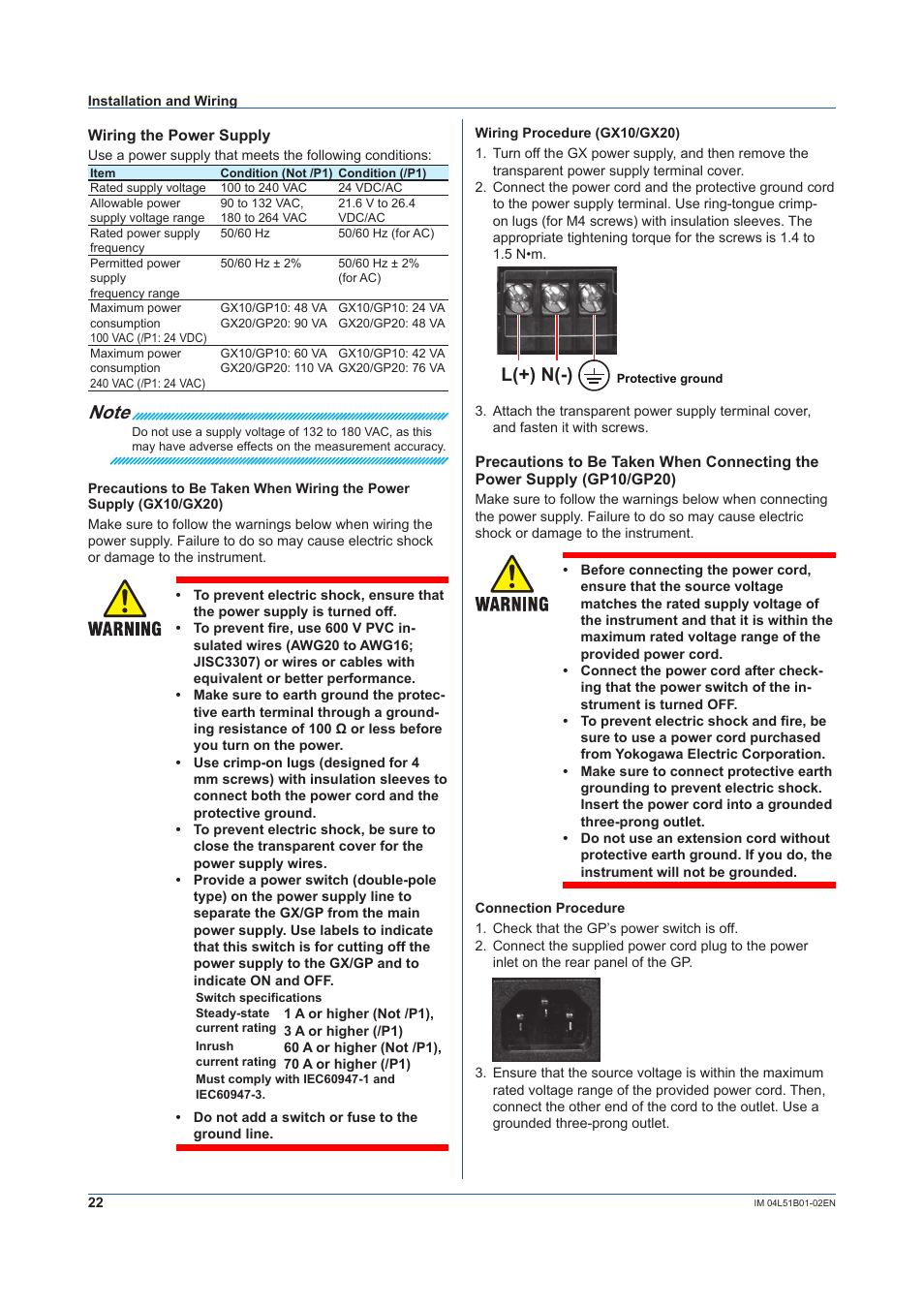 L(+) n(-) | Yokogawa Touch Screen GP20 User Manual | Page 24 / 44