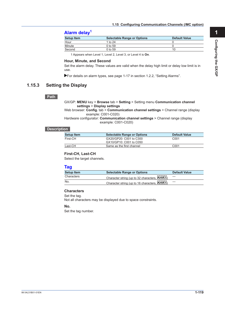 3 setting the display, 3 setting the display -119, App alarm delay | Yokogawa Touch Screen GP20 User Manual | Page 133 / 446