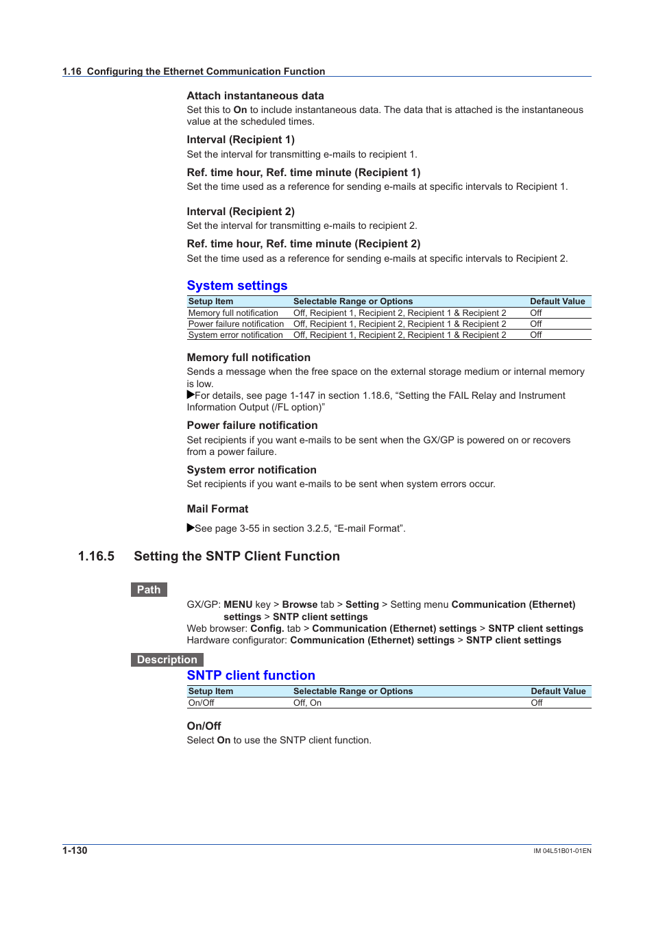 5 setting the sntp client function, 5 setting the sntp client function -130, System settings | Sntp client function | Yokogawa Touch Screen GP20 User Manual | Page 144 / 446