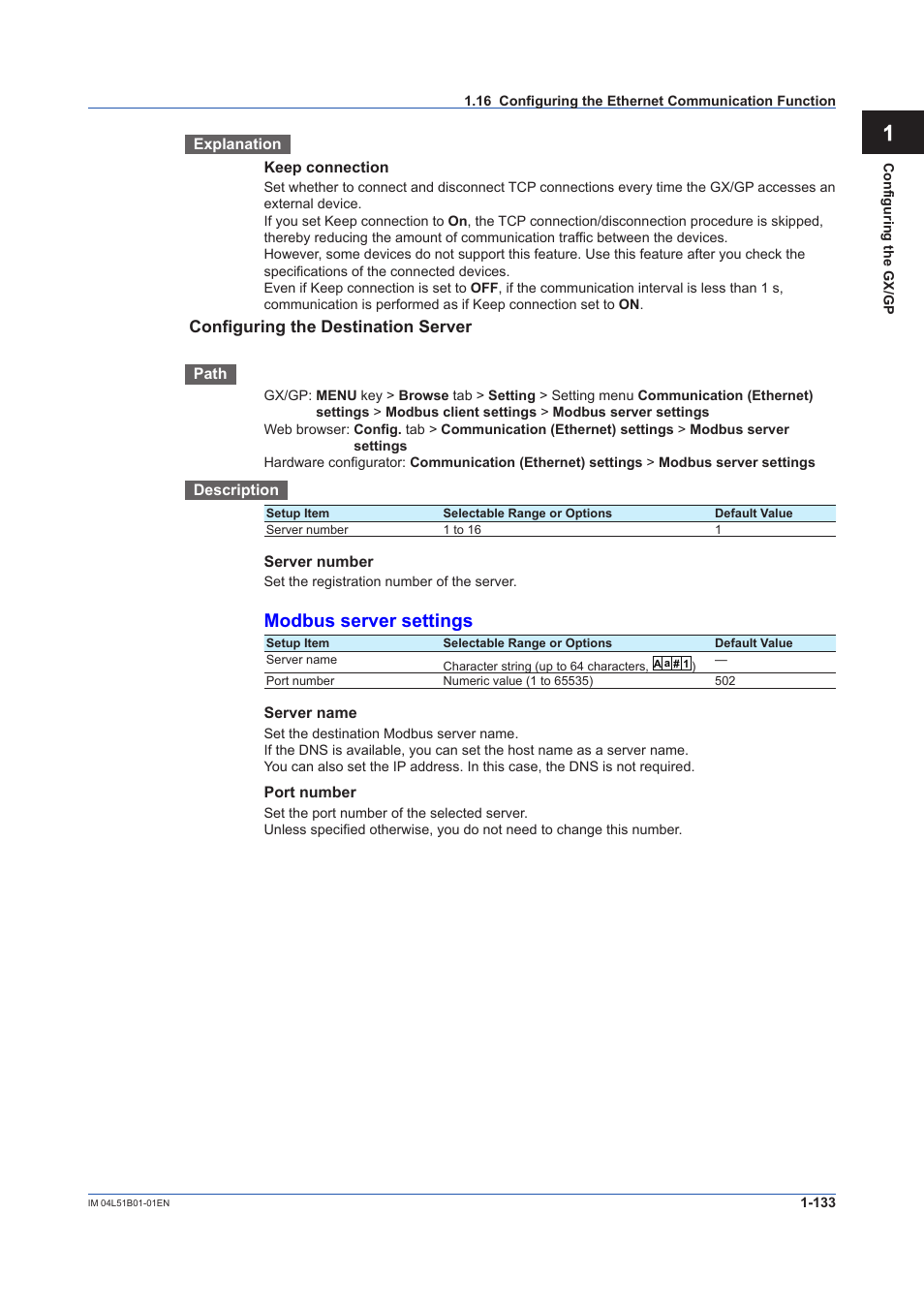 Modbus server settings | Yokogawa Touch Screen GP20 User Manual | Page 147 / 446