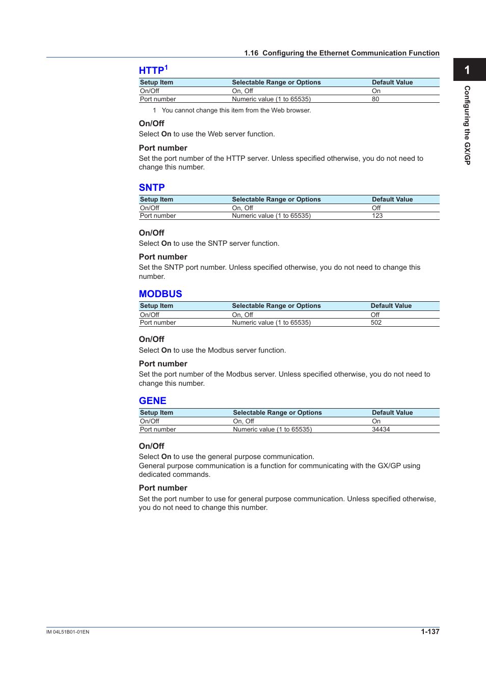 Sntp, Modbus, Gene | Yokogawa Touch Screen GP20 User Manual | Page 151 / 446