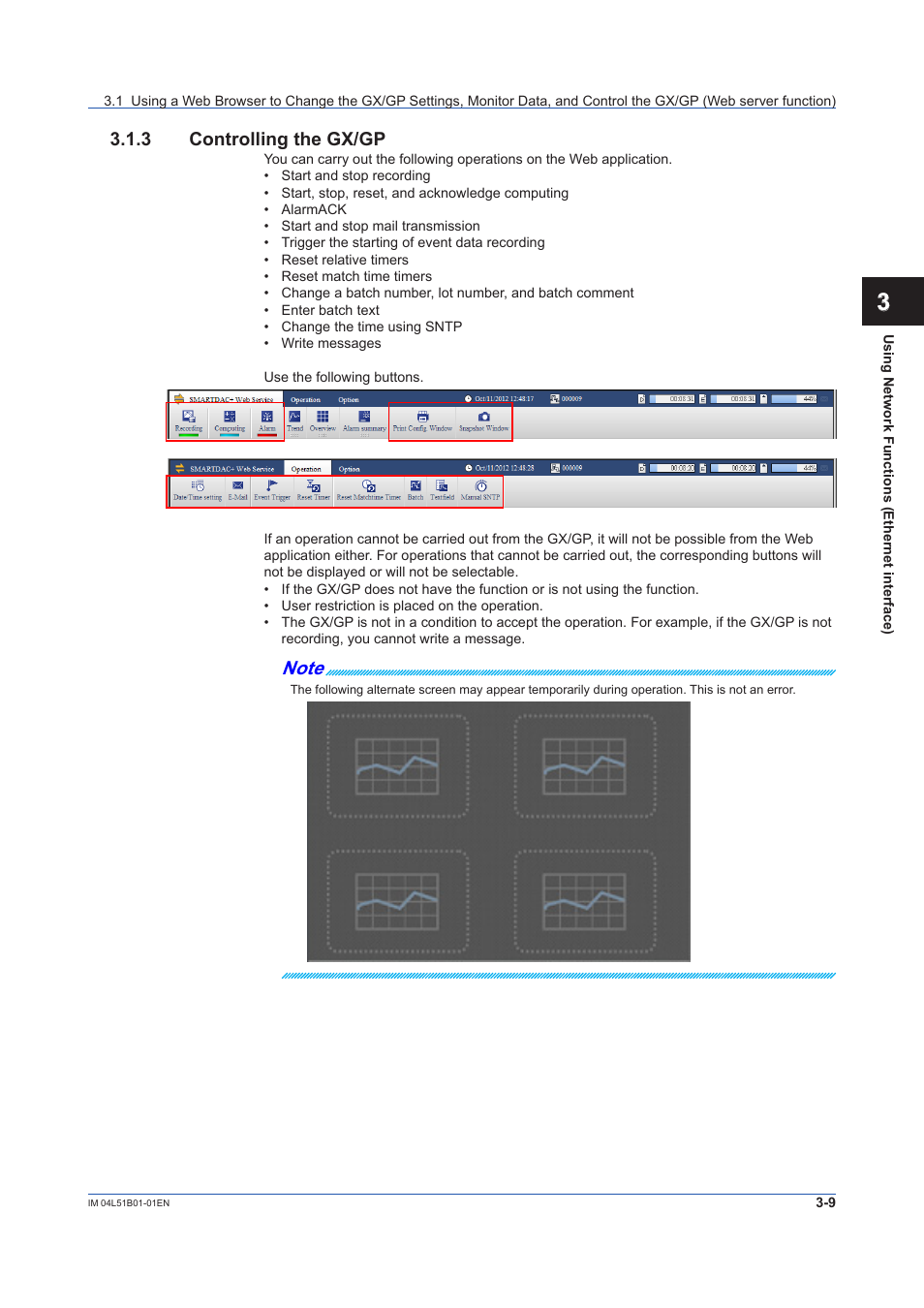 3 controlling the gx/gp, Controlling the gx/gp -9 | Yokogawa Touch Screen GP20 User Manual | Page 261 / 446