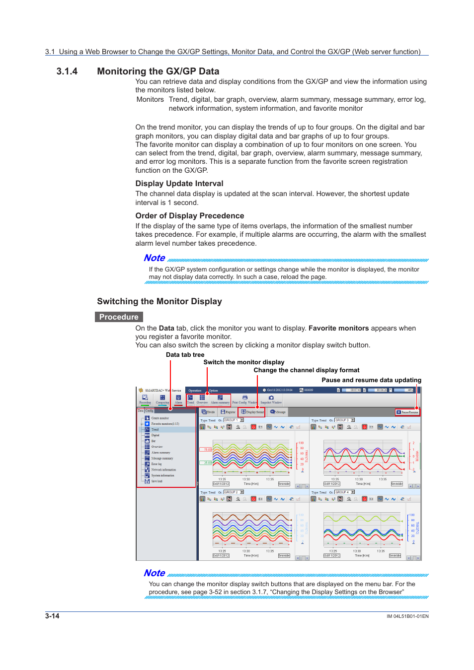 4 monitoring the gx/gp data, Monitoring the gx/gp data -14 | Yokogawa Touch Screen GP20 User Manual | Page 266 / 446