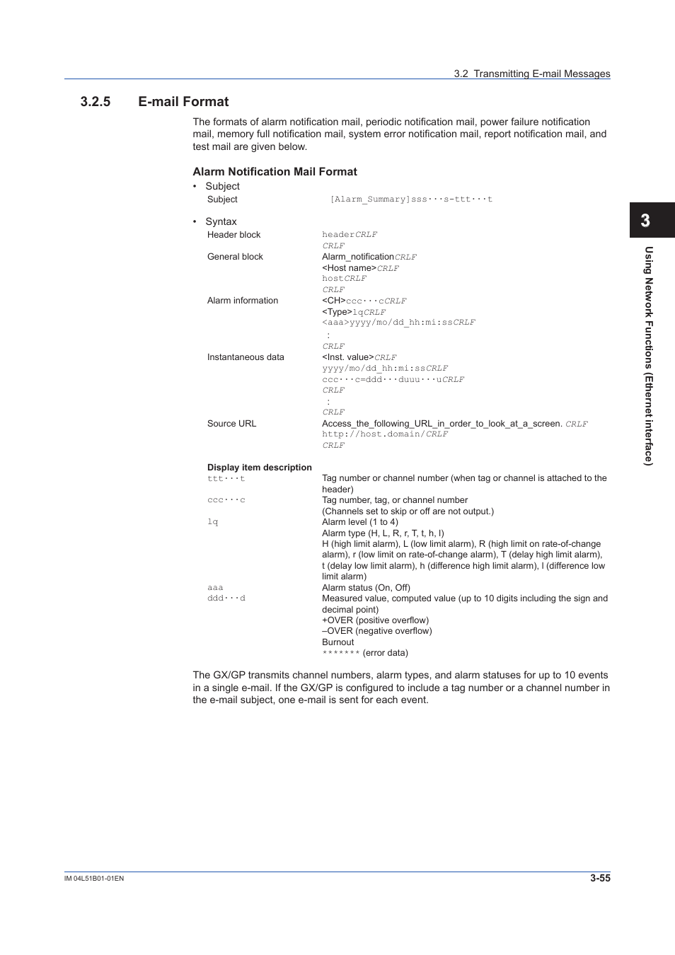 5 e-mail format, E-mail format -55 | Yokogawa Touch Screen GP20 User Manual | Page 307 / 446