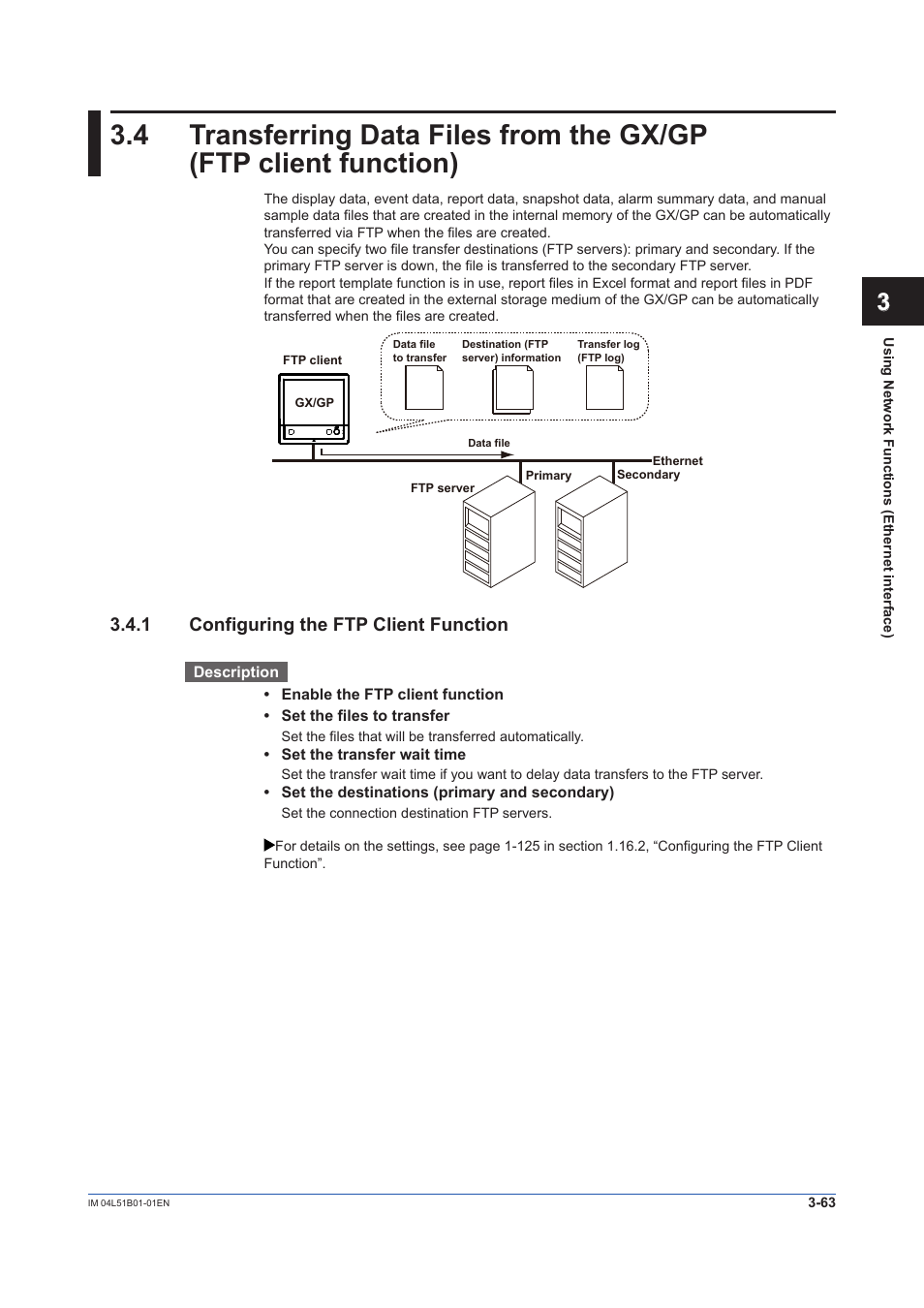 1 configuring the ftp client function, Configuring the ftp client function -63 | Yokogawa Touch Screen GP20 User Manual | Page 315 / 446