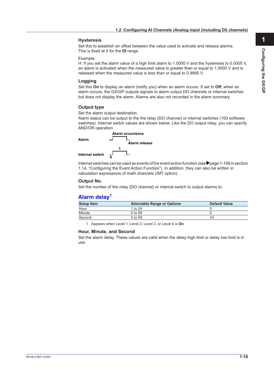 Alarm delay | Yokogawa Touch Screen GP20 User Manual | Page 33 / 446