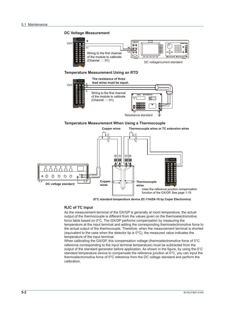 Dc voltage measurement, Temperature measurement using an rtd, Temperature measurement when using a thermocouple | Rjc of tc input | Yokogawa Touch Screen GP20 User Manual | Page 356 / 446