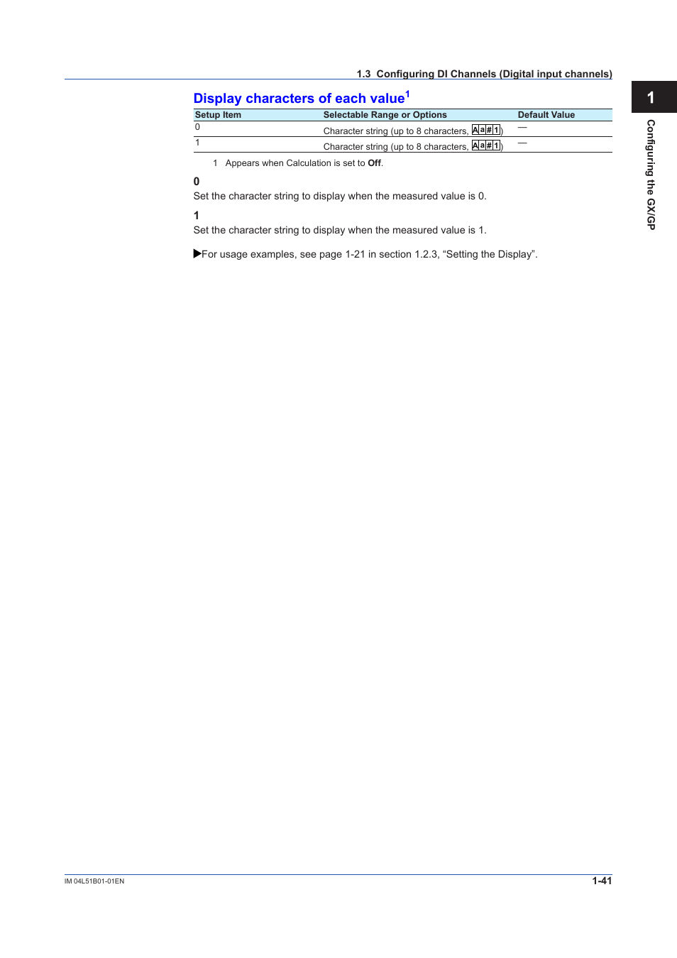 App display characters of each value | Yokogawa Touch Screen GP20 User Manual | Page 55 / 446