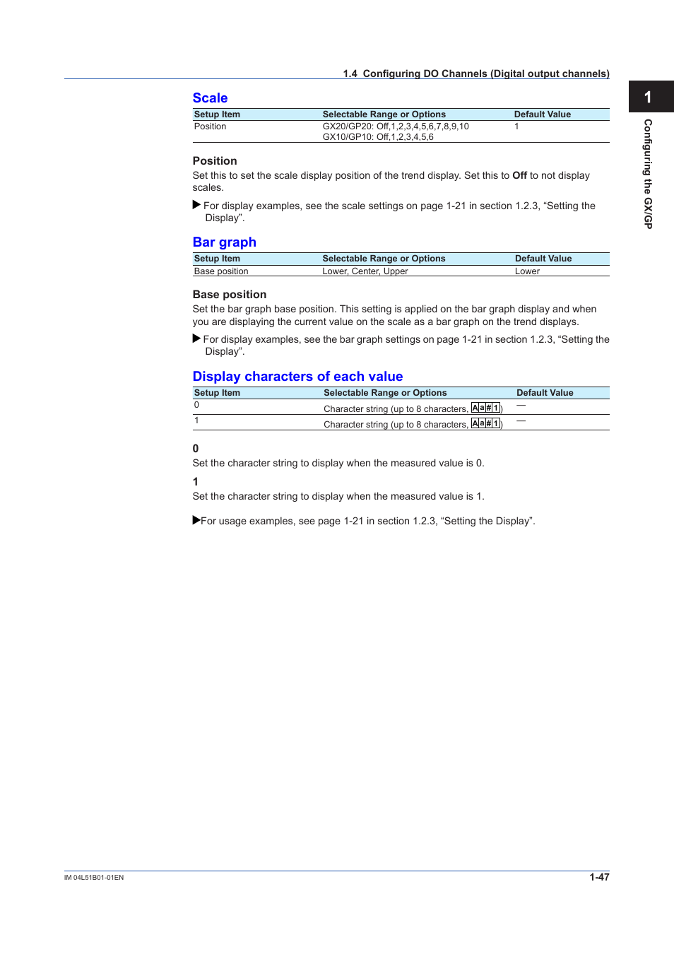 App scale, Bar graph, Display characters of each value | Yokogawa Touch Screen GP20 User Manual | Page 61 / 446