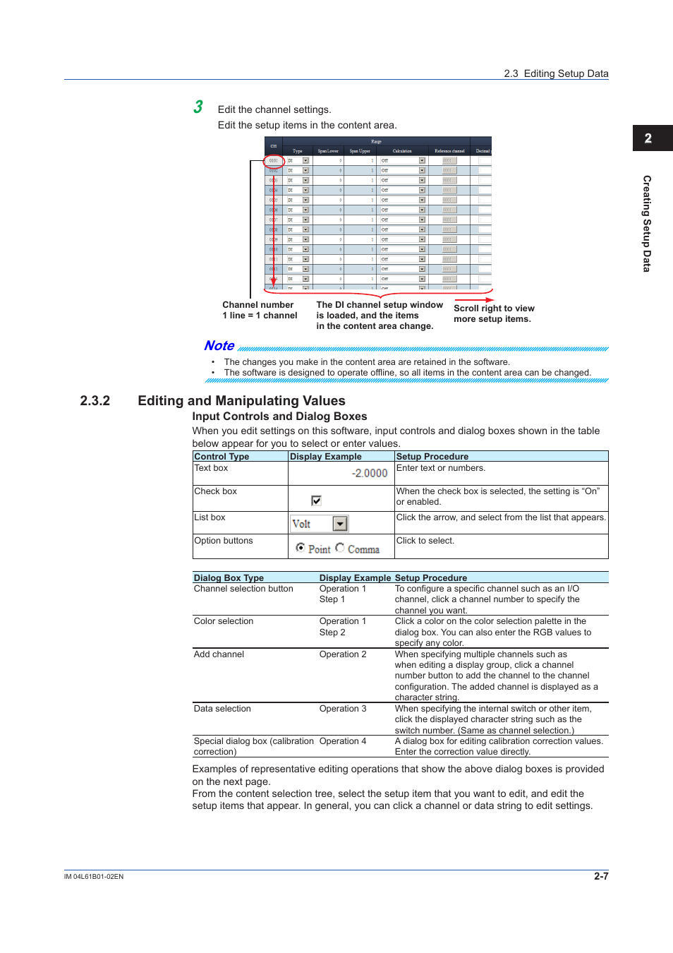 2 editing and manipulating values, Editing and manipulating values -7 | Yokogawa Touch Screen GP20 User Manual | Page 25 / 54