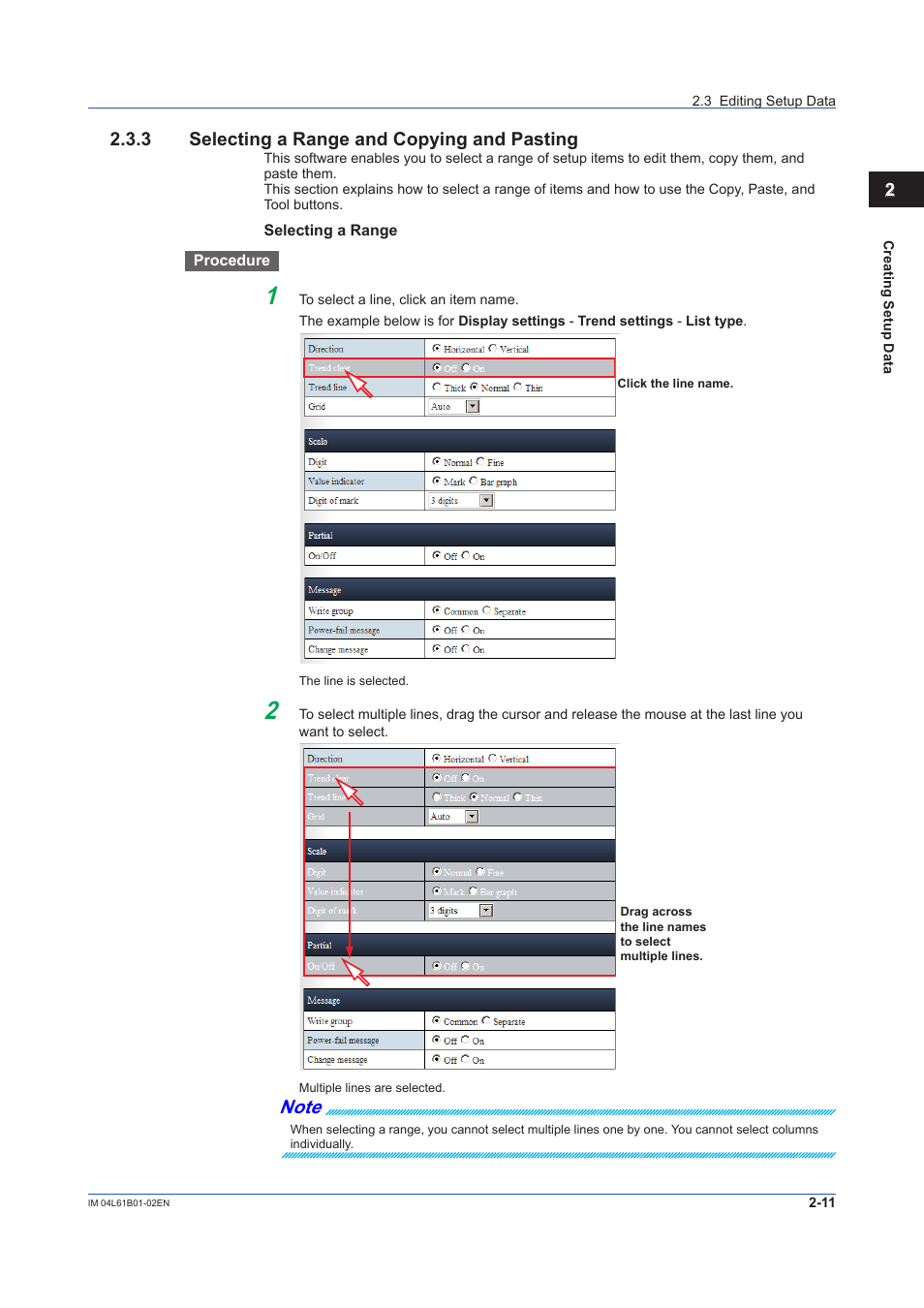 3 selecting a range and copying and pasting, Selecting a range and copying and pasting -11 | Yokogawa Touch Screen GP20 User Manual | Page 29 / 54