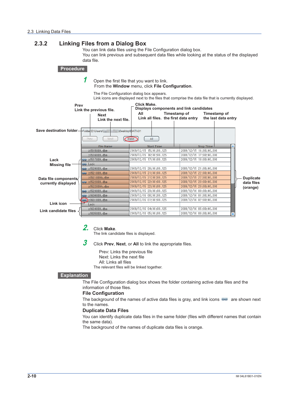 2 linking files from a dialog box, Linking files from a dialog box -10 | Yokogawa Touch Screen GP20 User Manual | Page 26 / 98