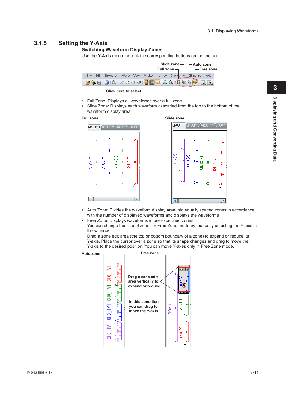 5 setting the y-axis, Setting the y-axis -11 | Yokogawa Touch Screen GP20 User Manual | Page 41 / 98