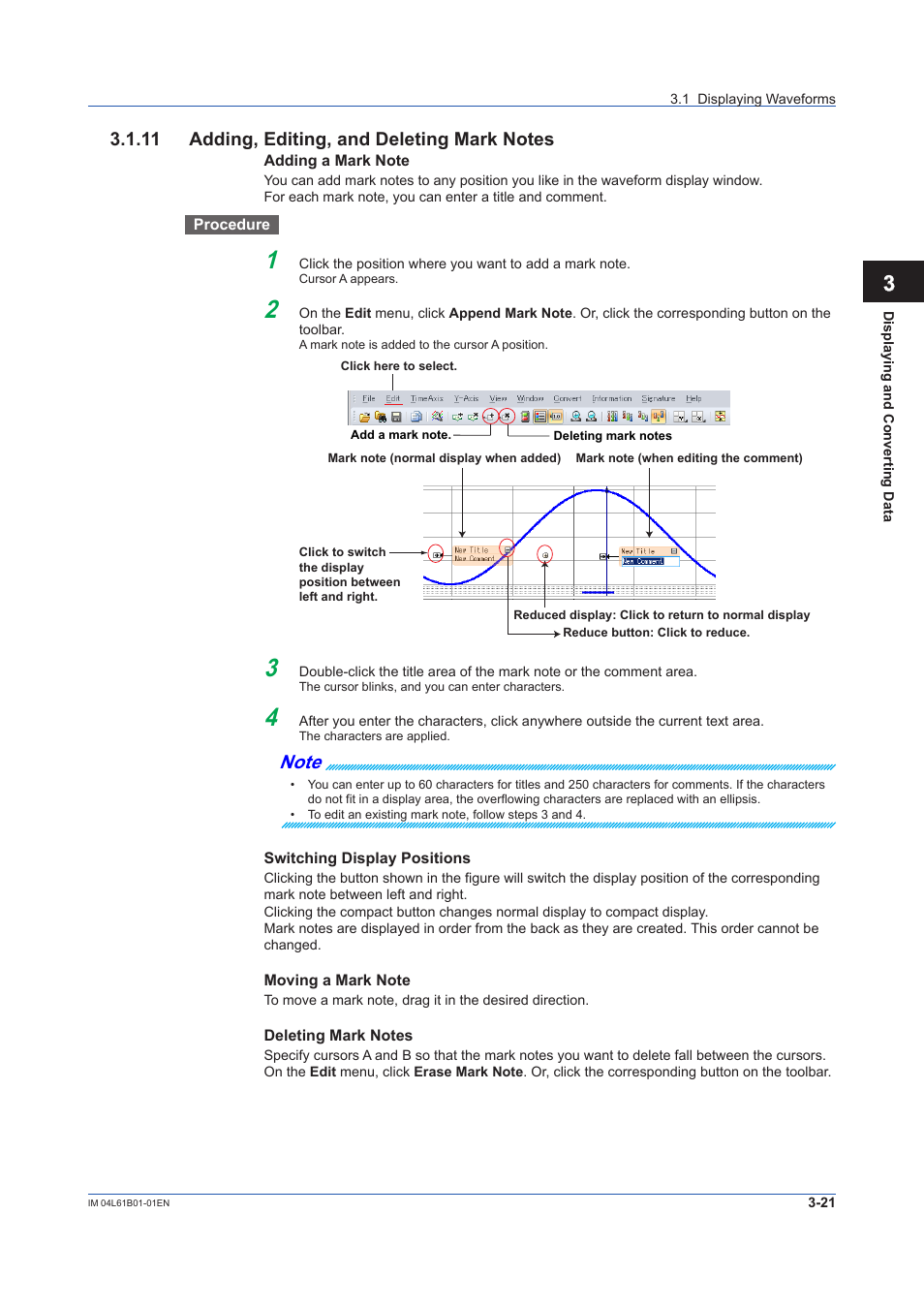 11 adding, editing, and deleting mark notes, 11 adding, editing, and deleting mark notes -21 | Yokogawa Touch Screen GP20 User Manual | Page 51 / 98