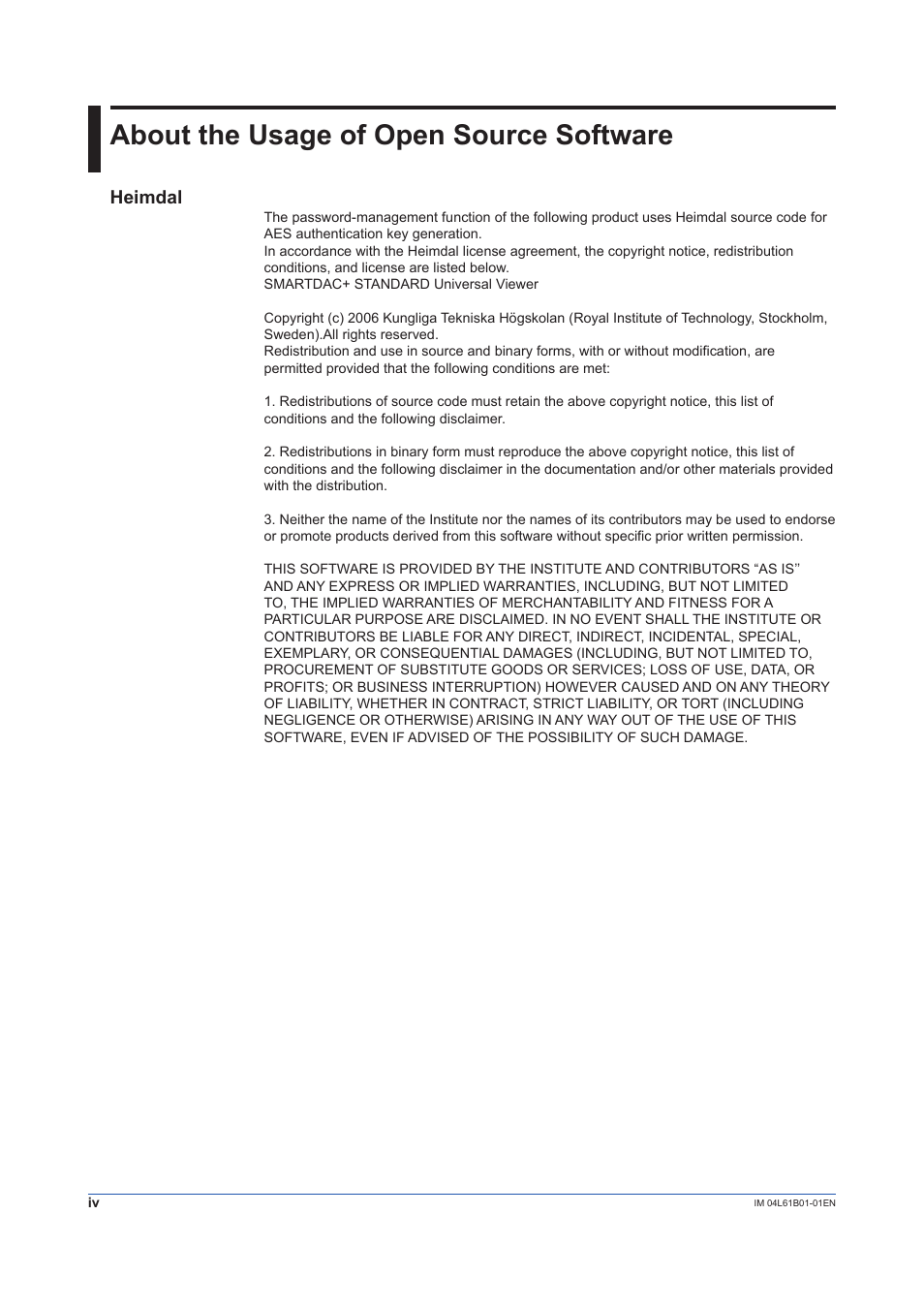 About the usage of open source software, Heimdal | Yokogawa Touch Screen GP20 User Manual | Page 6 / 98