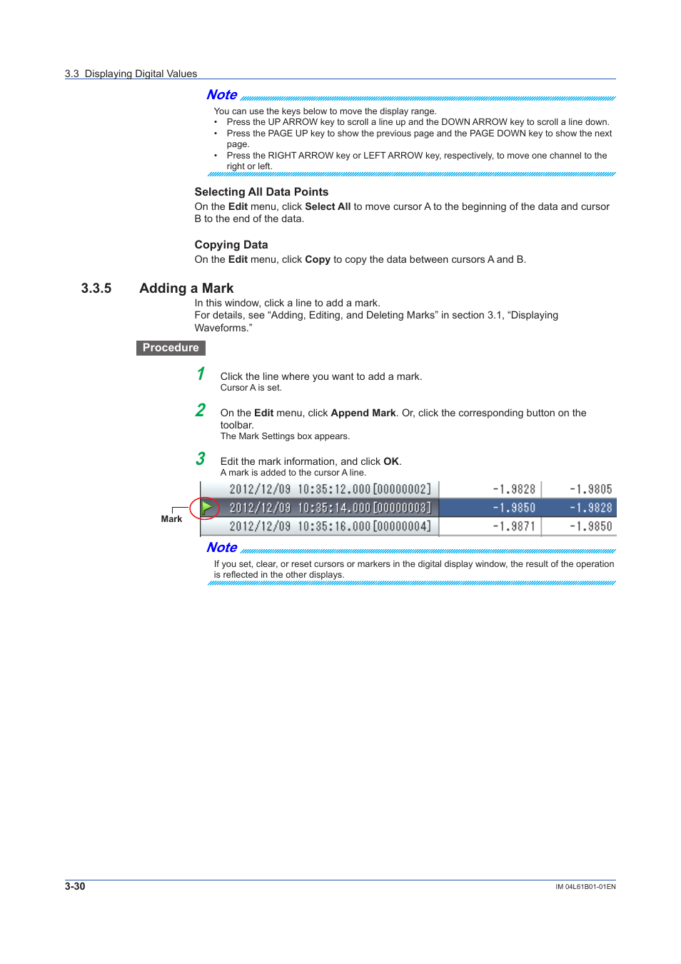 5 adding a mark, Adding a mark -30 | Yokogawa Touch Screen GP20 User Manual | Page 60 / 98