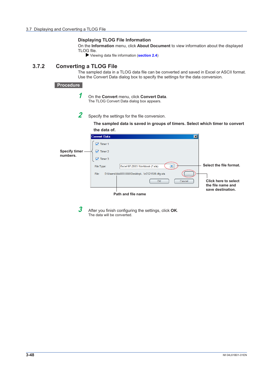 2 converting a tlog file, Converting a tlog file -48 | Yokogawa Touch Screen GP20 User Manual | Page 78 / 98