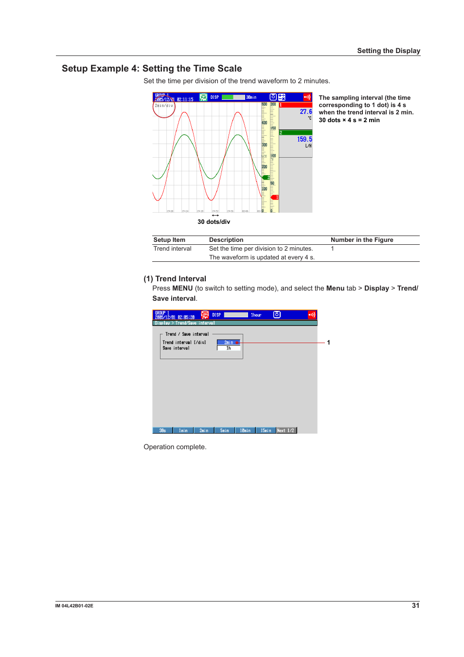 Setup example 4: setting the time scale | Yokogawa Button Operated DX2000 User Manual | Page 33 / 97