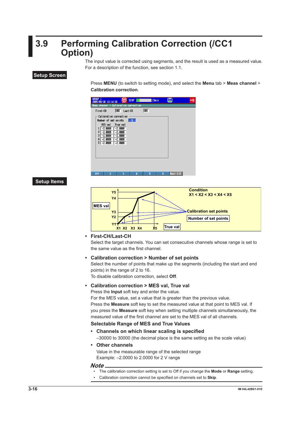 9 performing calibration correction (/cc1 option) | Yokogawa Button Operated DX2000 User Manual | Page 112 / 359