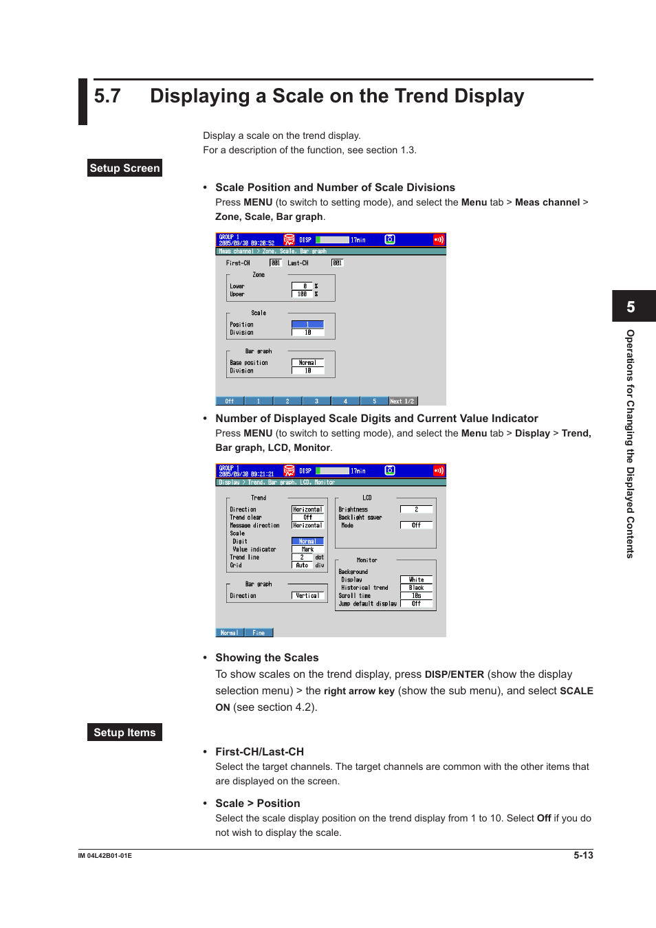 7 displaying a scale on the trend display, Displaying a scale on the trend display -13 | Yokogawa Button Operated DX2000 User Manual | Page 190 / 359