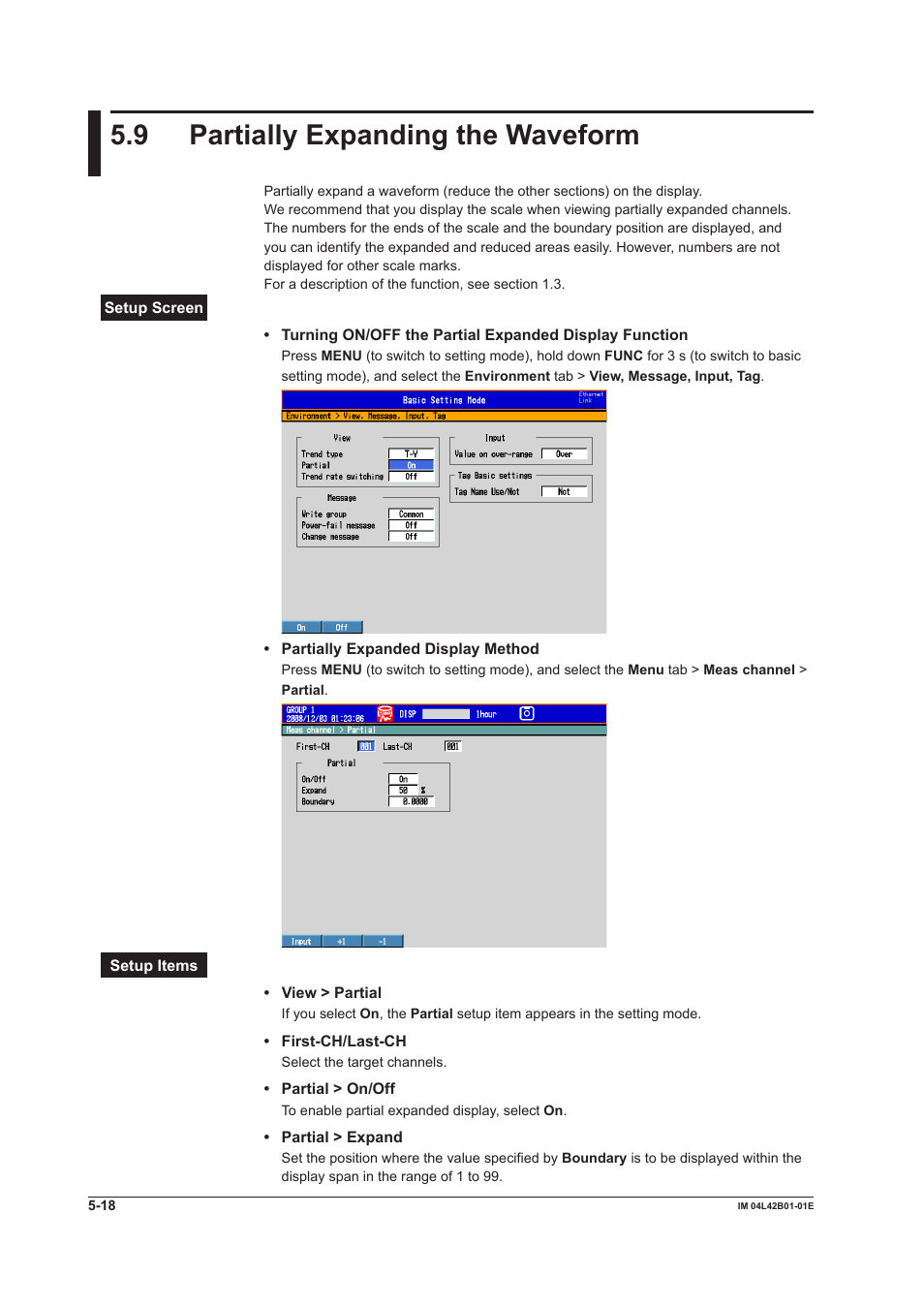 9 partially expanding the waveform, Partially expanding the waveform -18 | Yokogawa Button Operated DX2000 User Manual | Page 195 / 359