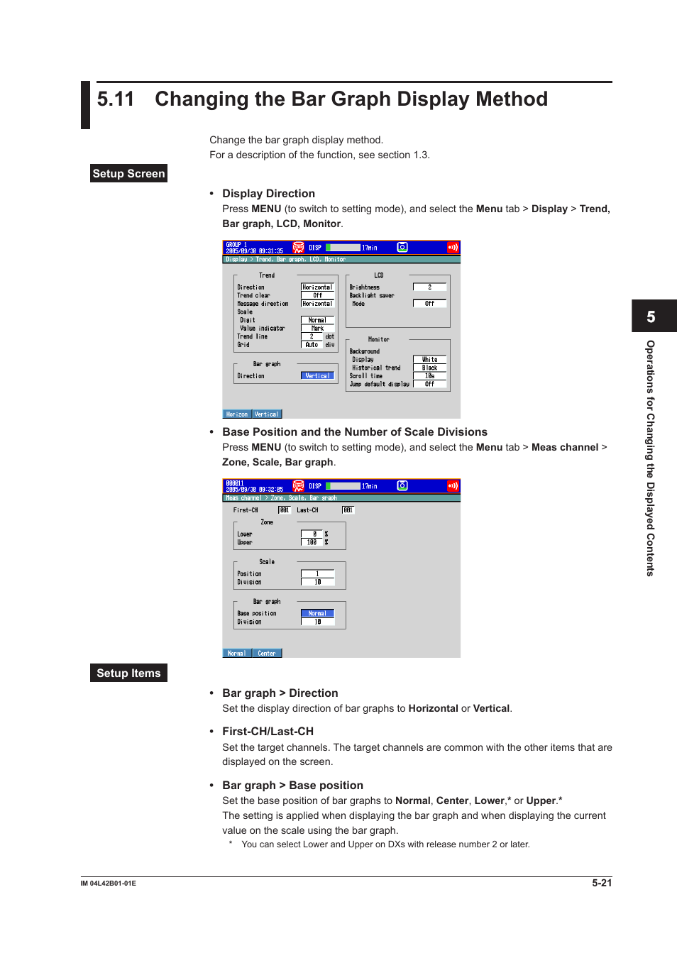 11 changing the bar graph display method, Changing the bar graph display method -21 | Yokogawa Button Operated DX2000 User Manual | Page 198 / 359