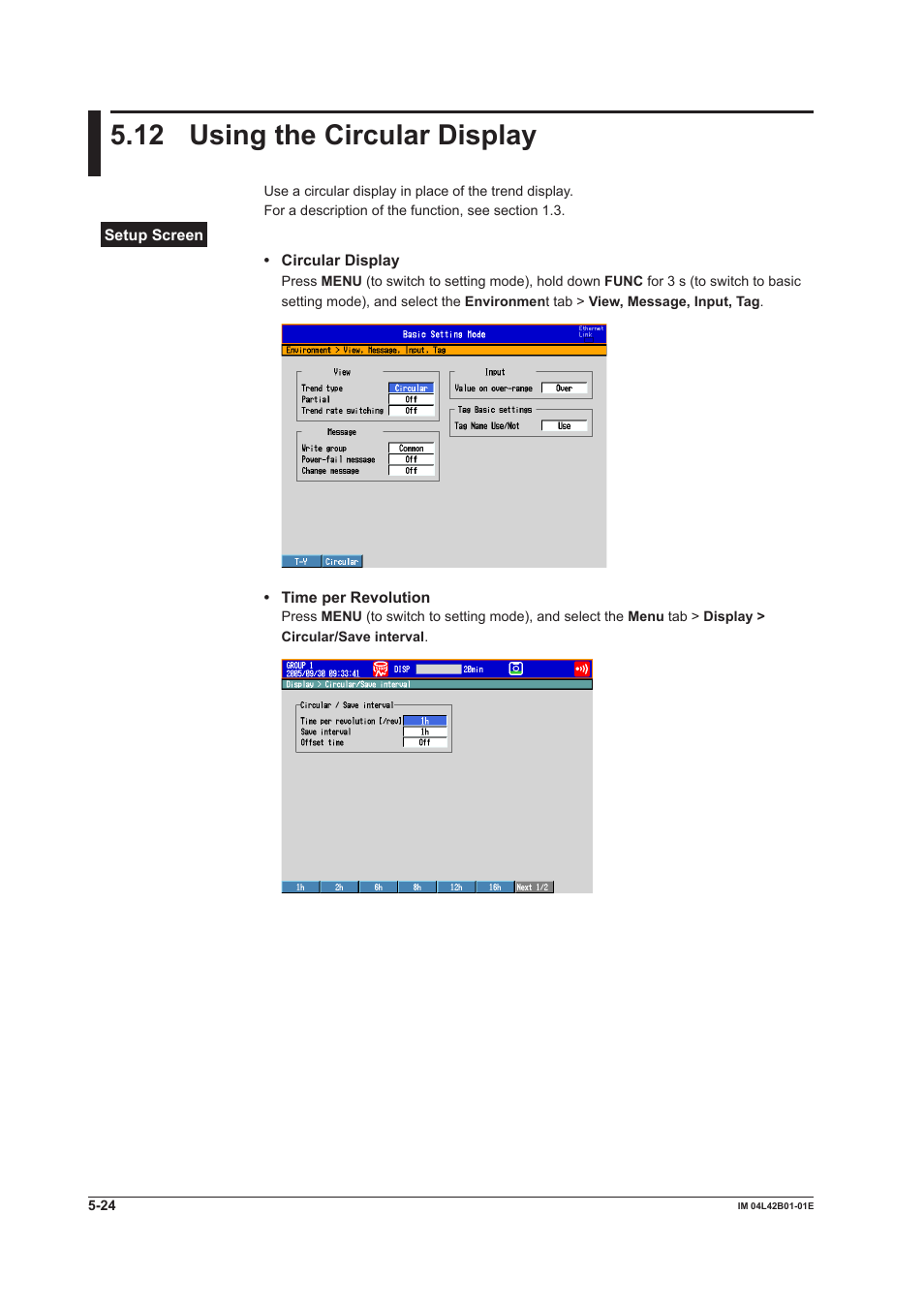 12 using the circular display, Using the circular display -24 | Yokogawa Button Operated DX2000 User Manual | Page 201 / 359