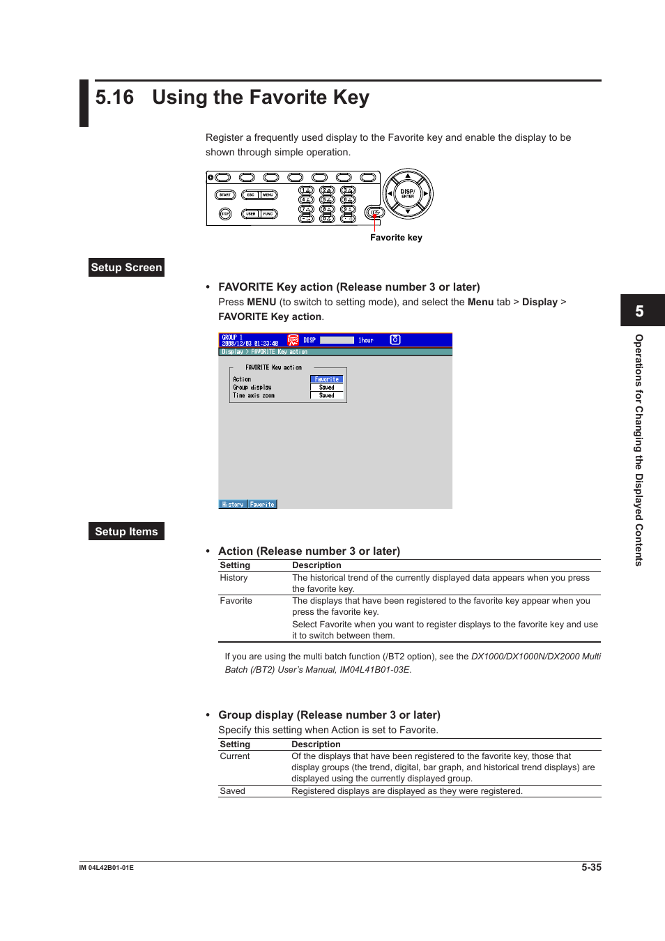 16 using the favorite key, Using the favorite key -35 | Yokogawa Button Operated DX2000 User Manual | Page 212 / 359