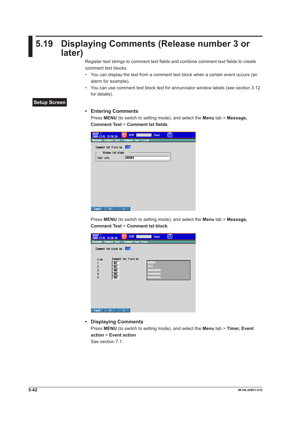 19 displaying comments (release number 3 or later) | Yokogawa Button Operated DX2000 User Manual | Page 219 / 359