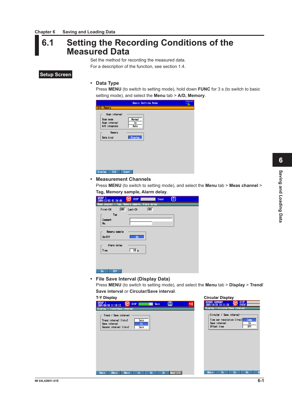 Chapter 6 saving and loading data | Yokogawa Button Operated DX2000 User Manual | Page 221 / 359