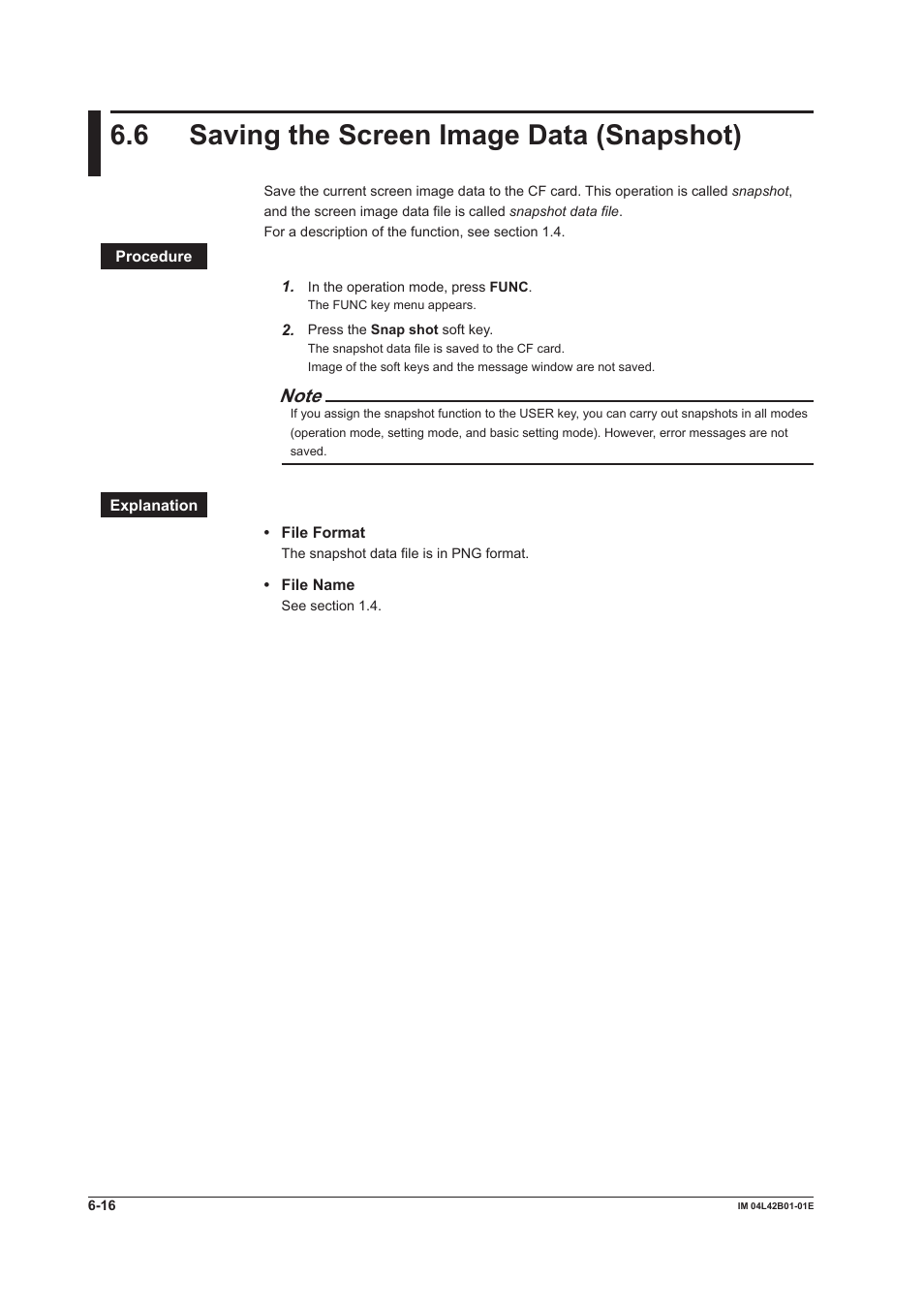 6 saving the screen image data (snapshot), Saving the screen image data (snapshot) -16 | Yokogawa Button Operated DX2000 User Manual | Page 236 / 359