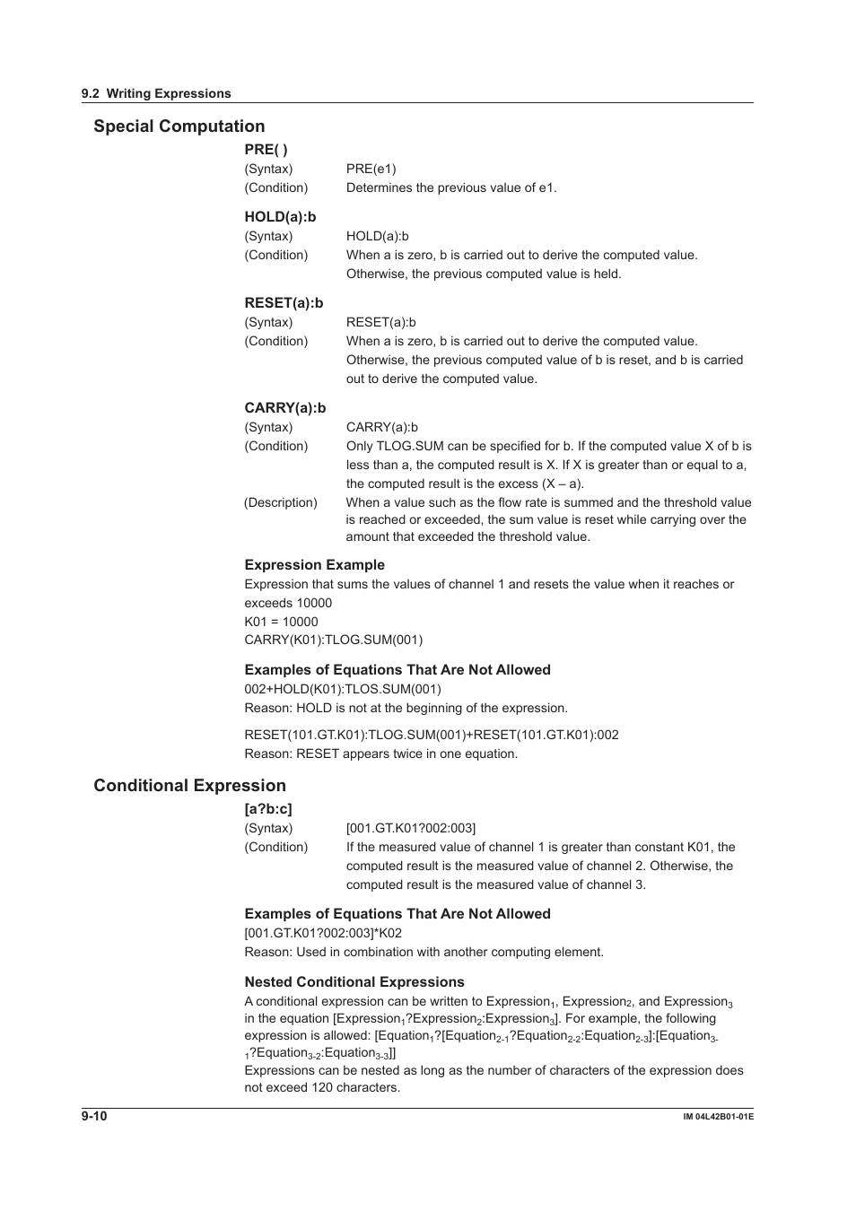 Special computation, Conditional expression | Yokogawa Button Operated DX2000 User Manual | Page 274 / 359