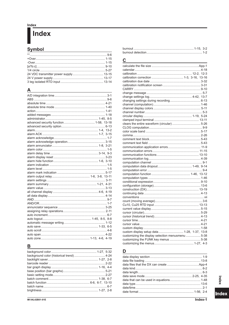 Index, App index, Symbol | Yokogawa Button Operated DX2000 User Manual | Page 355 / 359