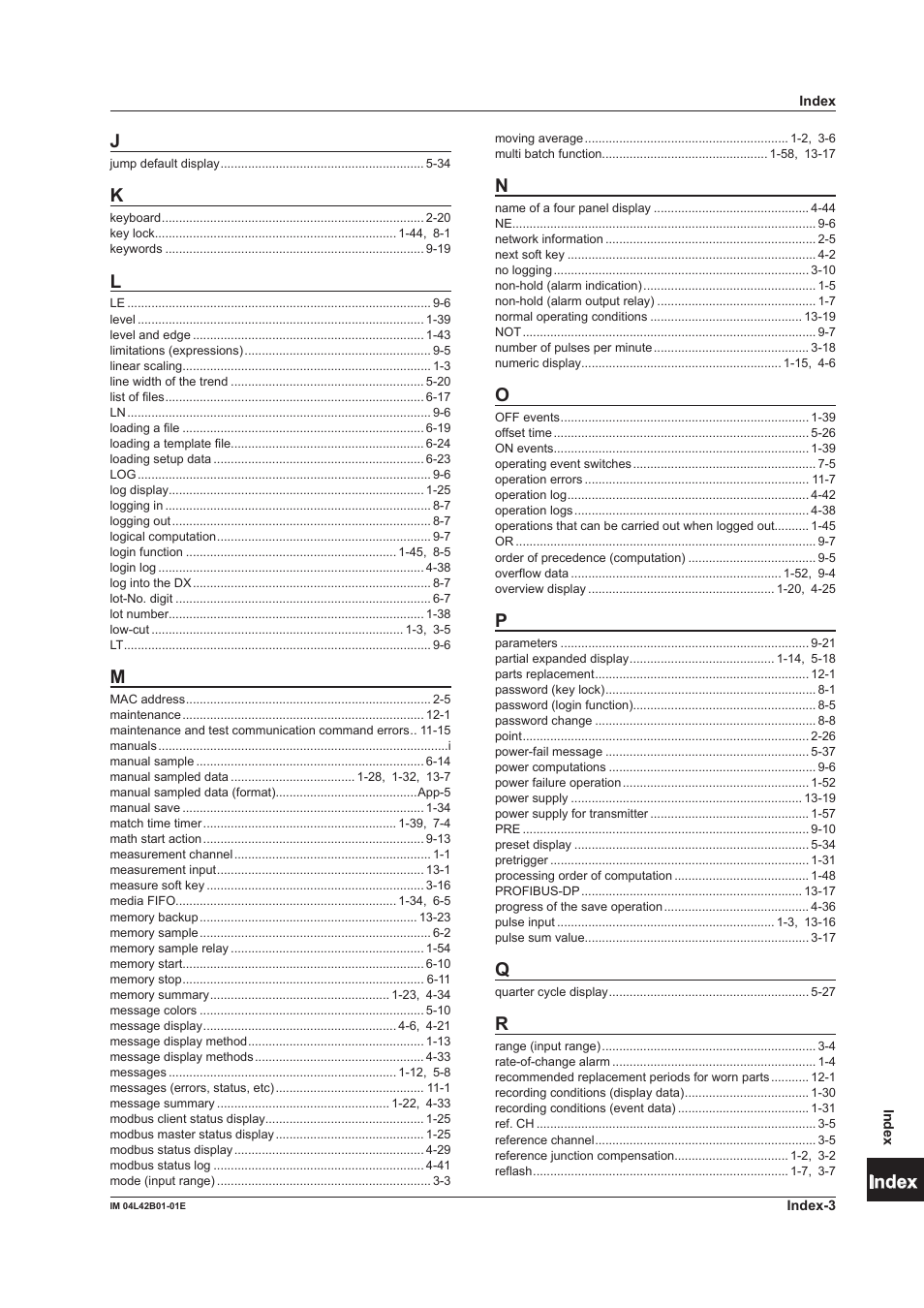 App index j | Yokogawa Button Operated DX2000 User Manual | Page 357 / 359